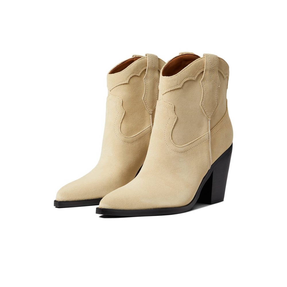 Marc Fisher Gona Western Booties Women Size 6M Light Natural Suede Ankle Boots